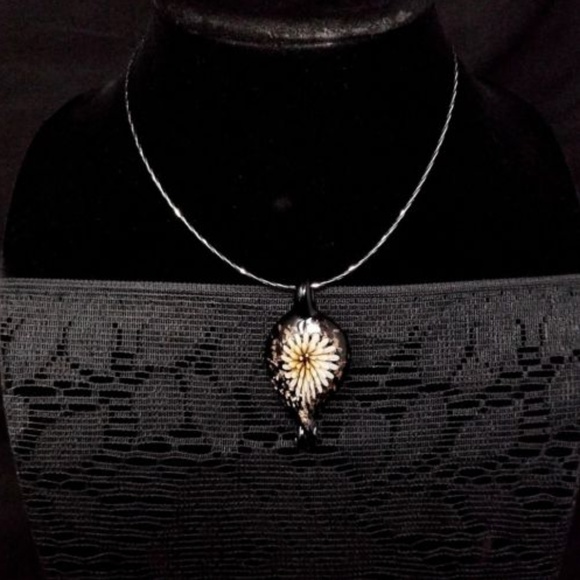 sterling silver necklace with glass flower pendent